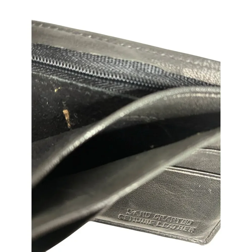Handcrafted Men's Genuine Leather Tri-fold Wallet Black